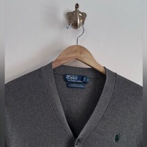 Polo Ralph Lauren Charcoal Cardigan size M 100% Cotton